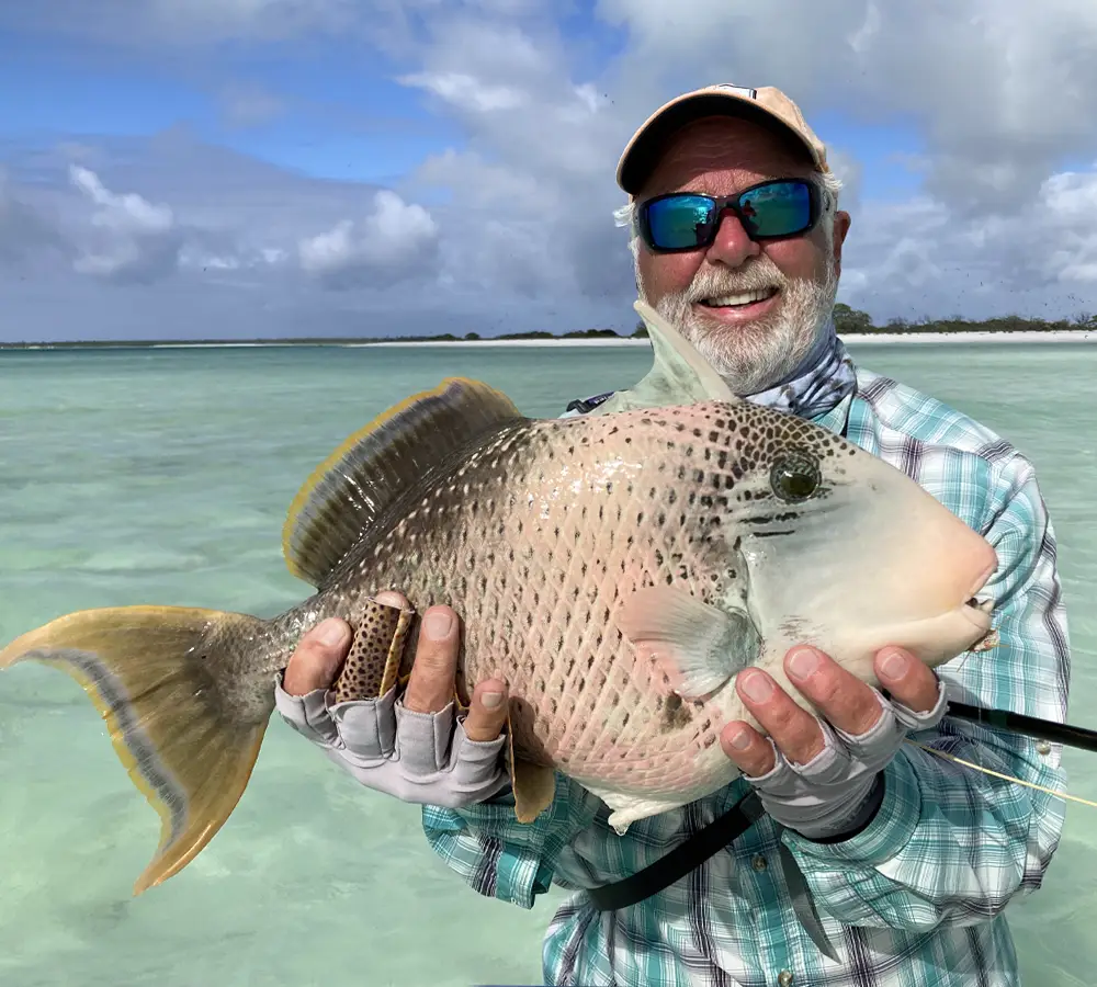 Ron with a Triggerfish Triggerfishing is red hot at The Villages on Christmas Island