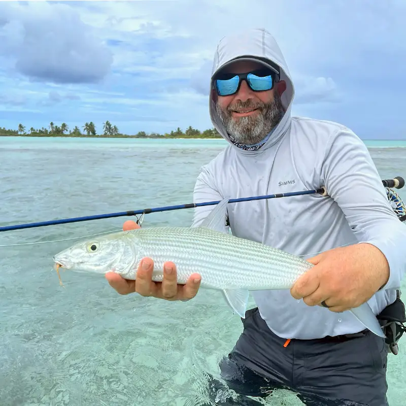 Dave with a Bonefish Dave with a large bonefish at The Villages on Christmas Island.